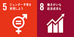 SDGsアイコン5、8
